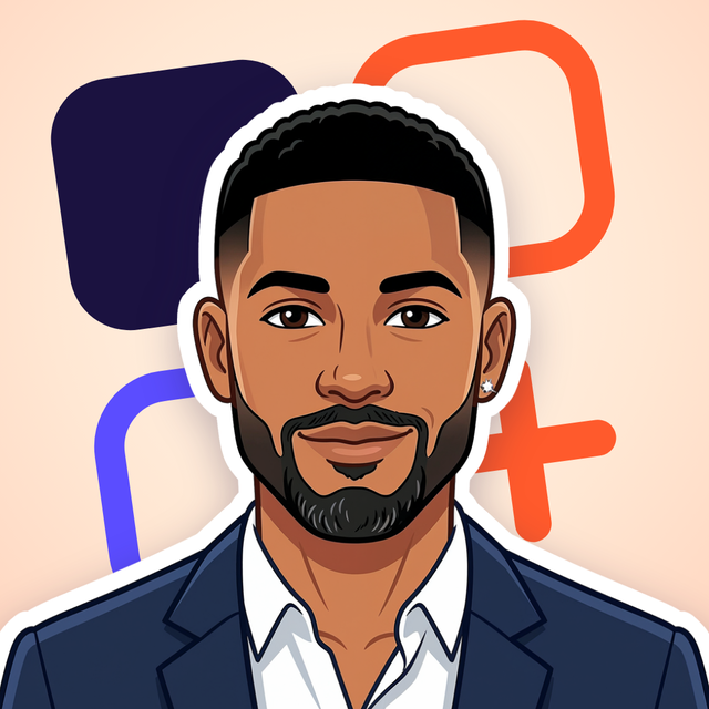 Kai, the animated presenter of AI in plain English, in front of the APPS 365 logo