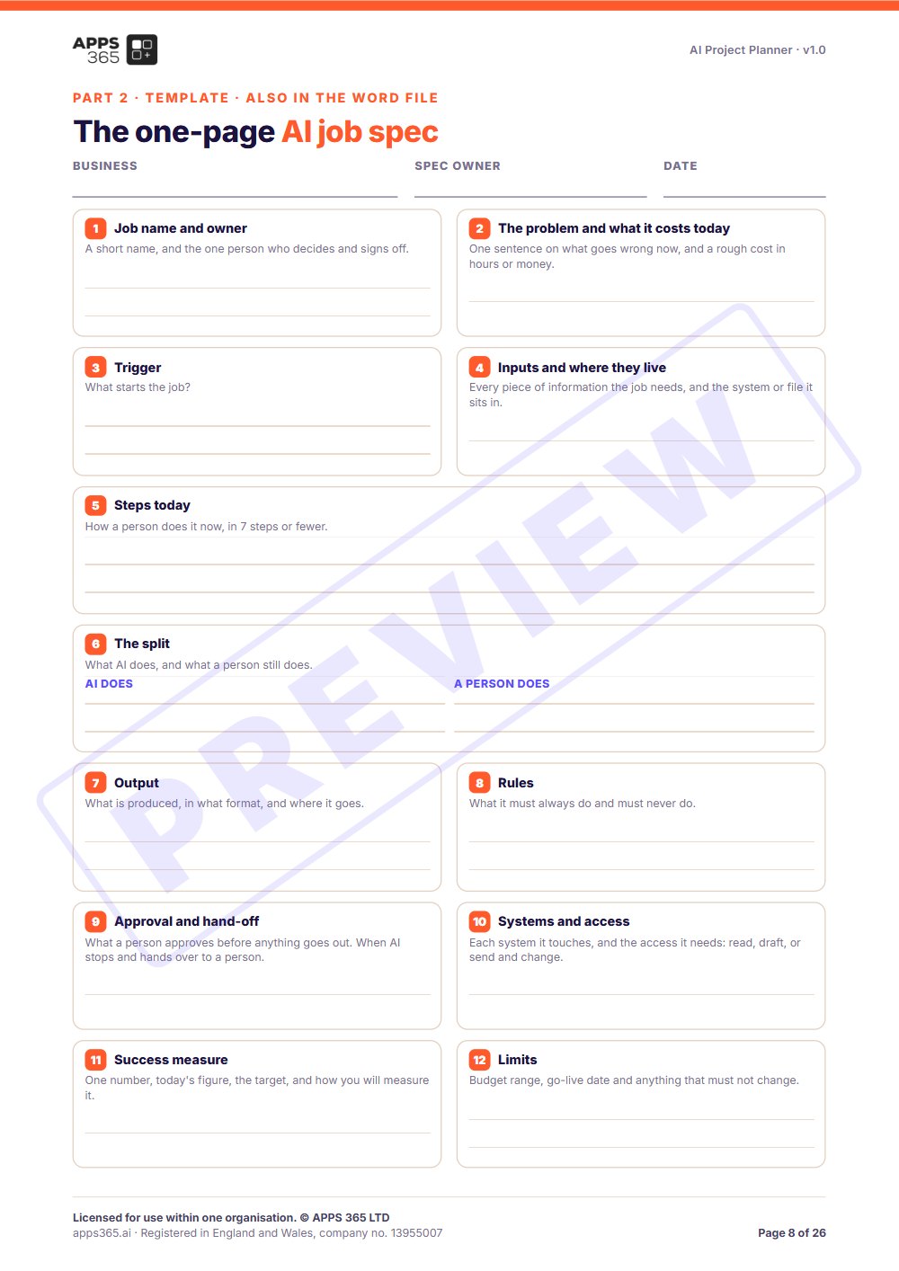 Preview page 3 of AI Project Planner