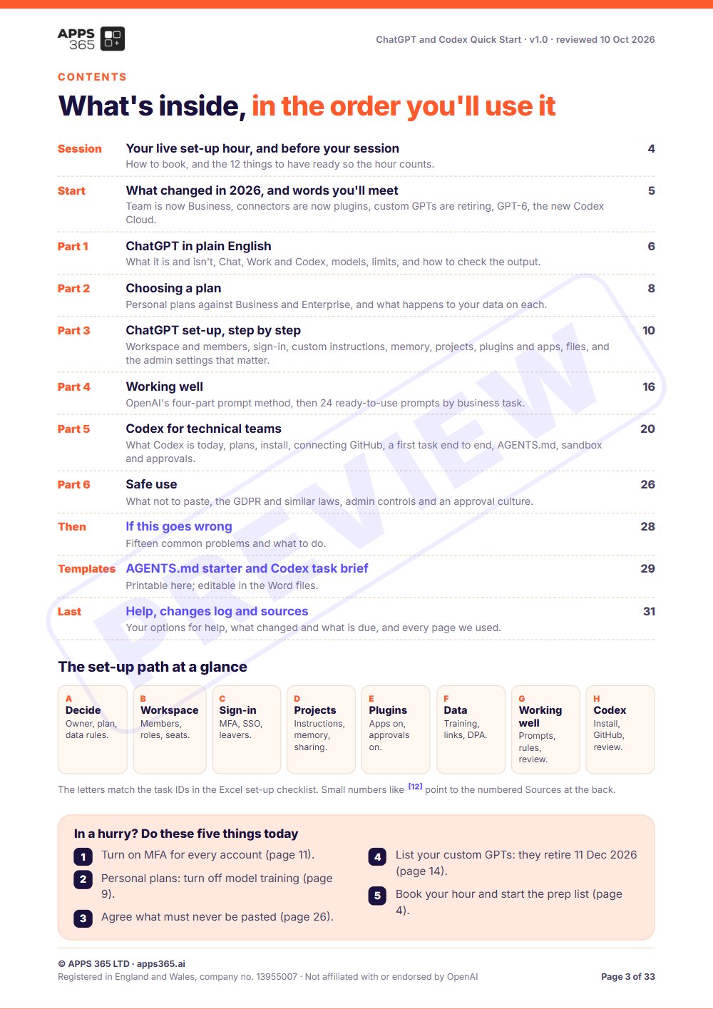 Preview page 1 of ChatGPT and Codex Quick Start