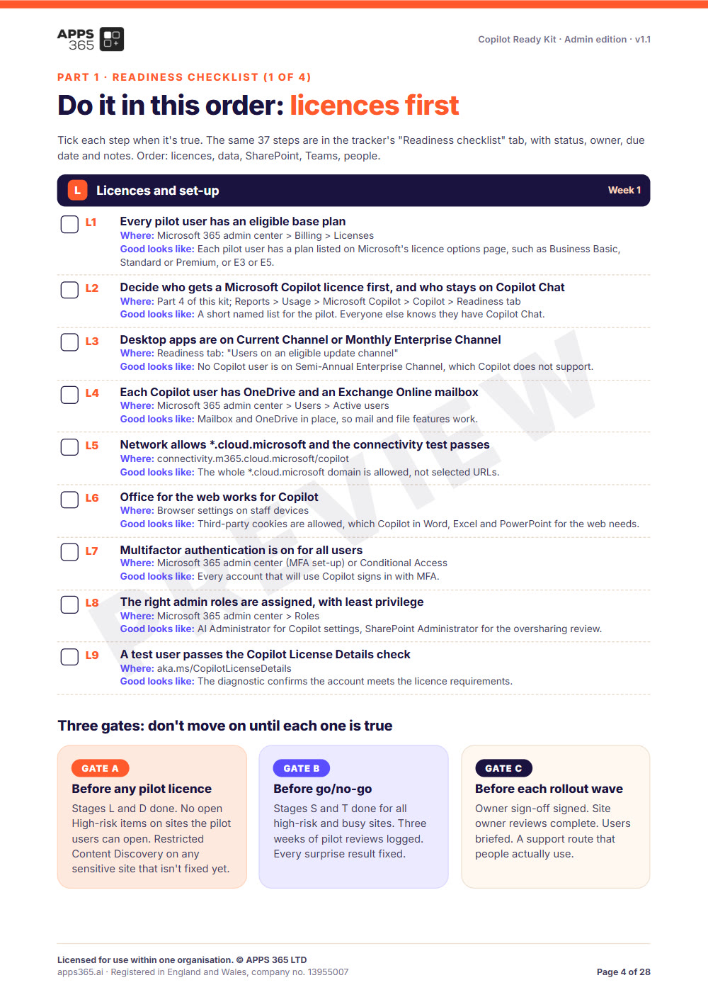 Preview page 2 of Copilot Ready Kit, Admin edition
