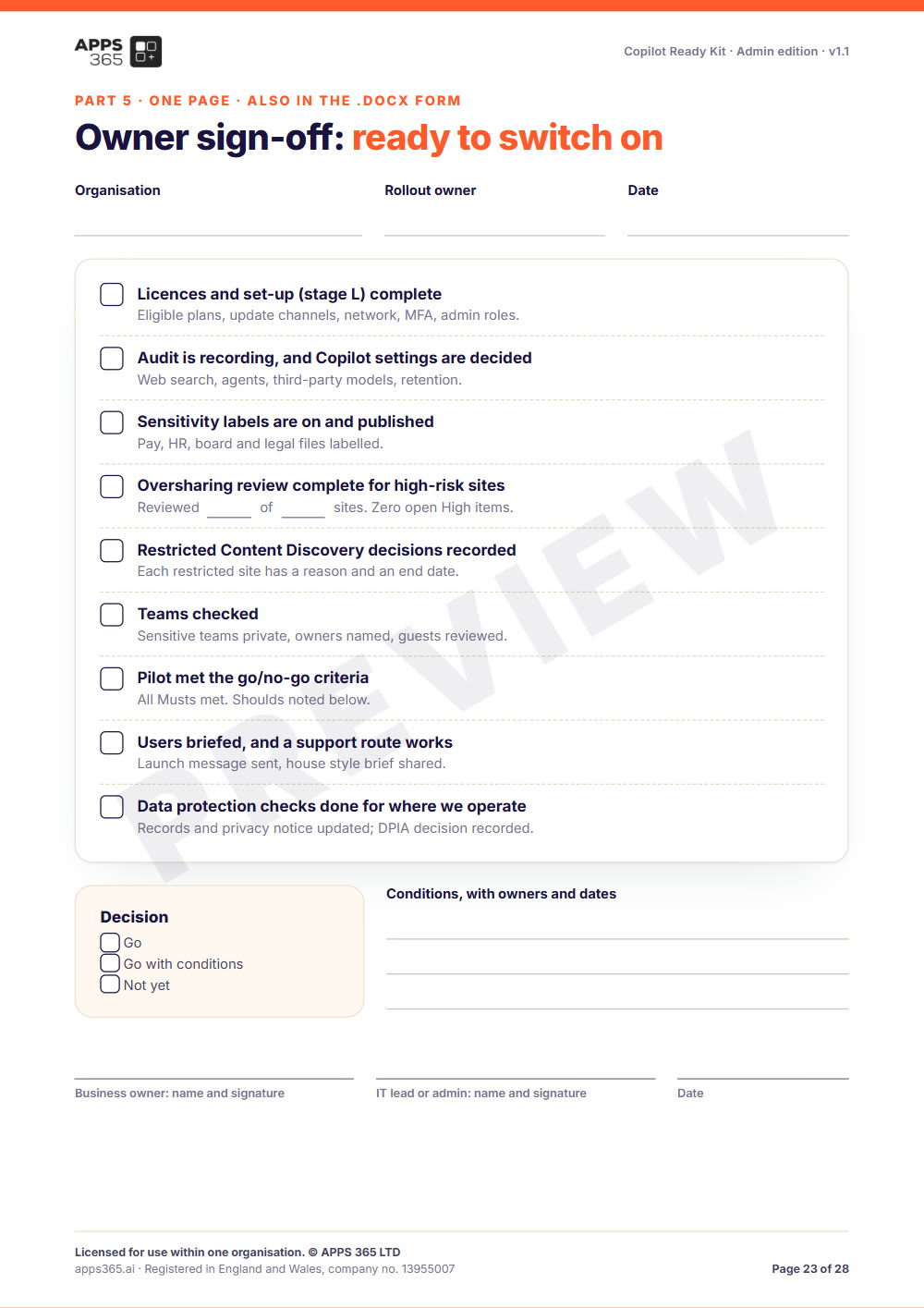 Preview page 4 of Copilot Ready Kit, Admin edition