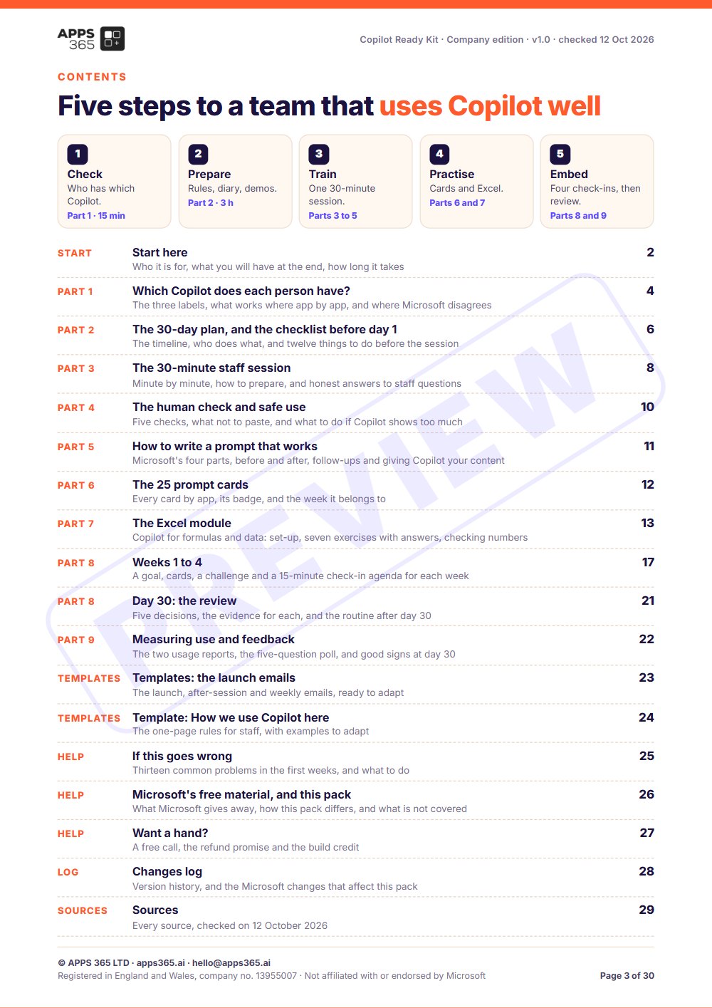 Preview page 1 of Copilot Ready Kit, Company edition
