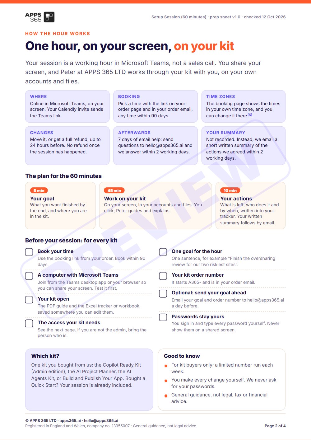 Preview page 1 of Setup Session (60 minutes)